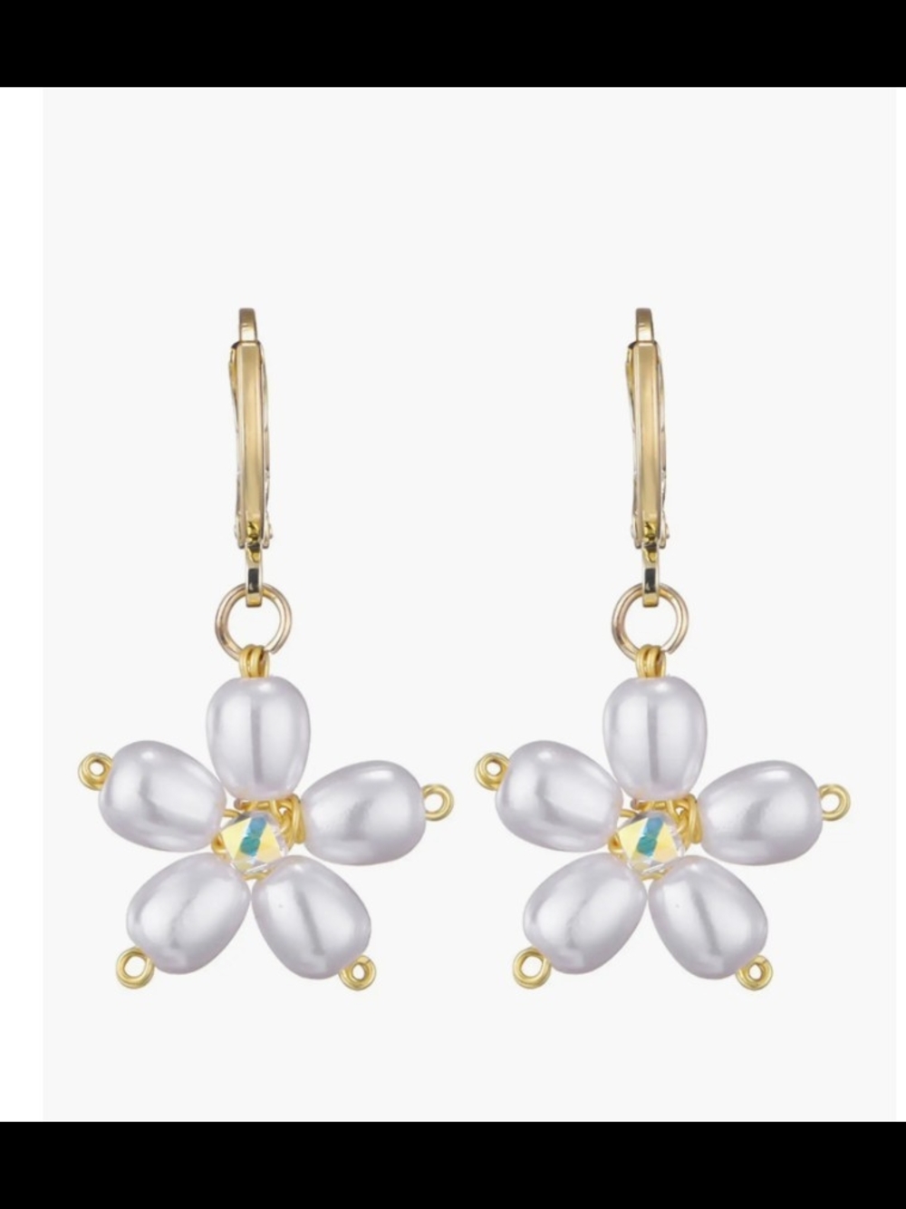 Adotnia Faux Pearl & Crystal Flower Drop